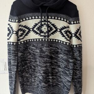 Icelandic/Nordic Sweater In Classic Blue And White. Also A Hoodie!